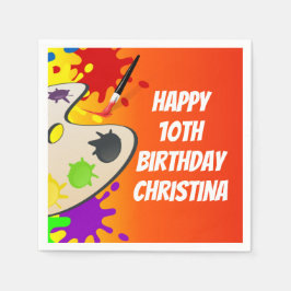 Födelsedagsfesten Färgfläcksmålning för färgpalett Pappersservett