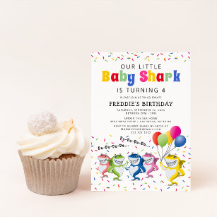 Födelsedagsfesten Färgfull Kids Shark Inbjudningar