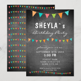 Födelsedagsfesten Färgplatta Flaggor i kalkbräda Inbjudningar