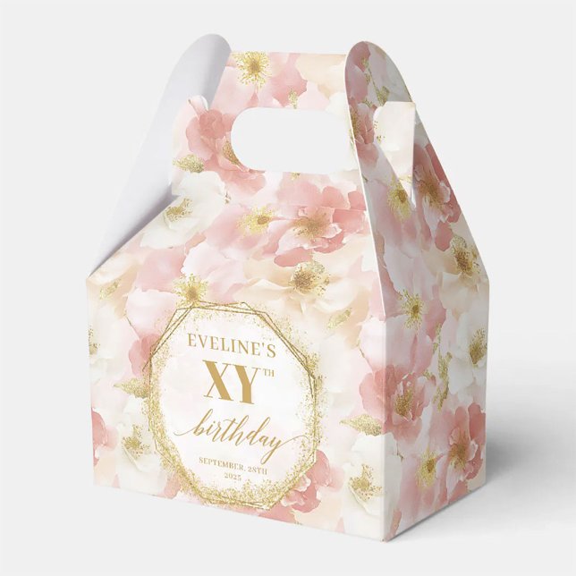 Födelsedagsfesten Favoritruta för Blommigt för  fö Presentaskar (Elegant Dusty Pink Floral Birthday Party Favor Box)