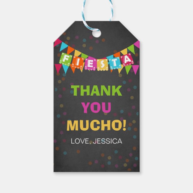 Födelsedagsfesten Fiesta Mexikanska Tack Presentetikett (Framsidan)