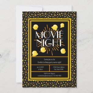 Födelsedagsfesten Filmkväll - Popcorn i Fireworks Inbjudningar
