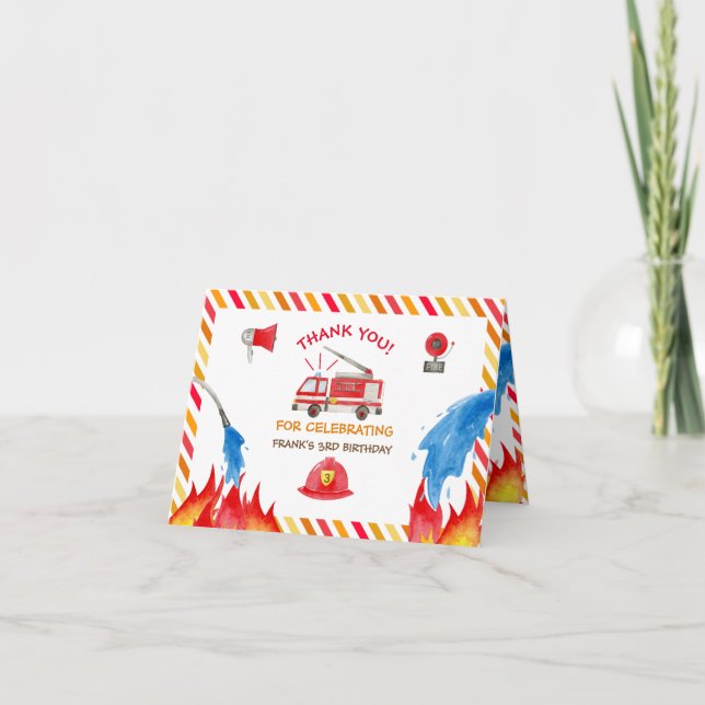 Födelsedagsfesten Fire Lastbil Fire Engine Tack (Framsida)