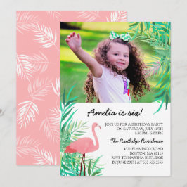 Födelsedagsfesten Flamingo Photo med vattenfärg Inbjudningar