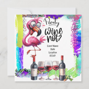 Födelsedagsfesten Flamingo Vin älskare Spara Datumet