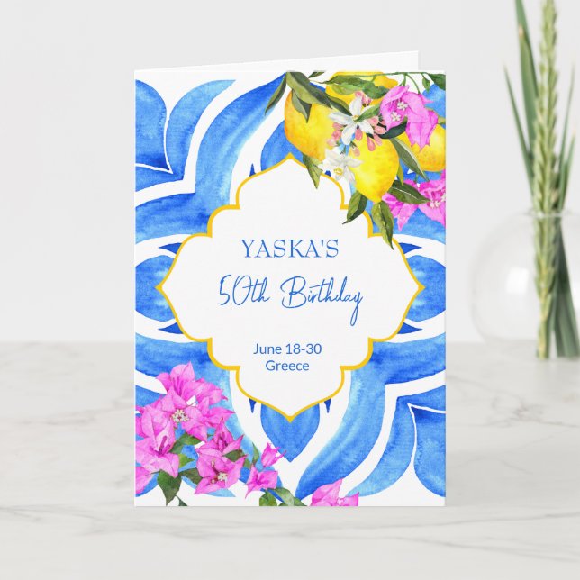 Födelsedagsfesten för citroner av Medelhavsmajolic Inbjudan (Framsida)