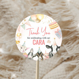 Födelsedagsfesten för djur i Party Runt Klistermärke