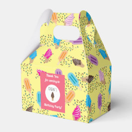 Födelsedagsfesten för färglösa sommarisgrädda ispo presentaskar