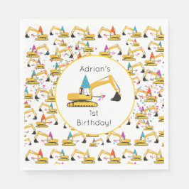 Födelsedagsfesten för grävmaskiner i Lastbil Pappersservett