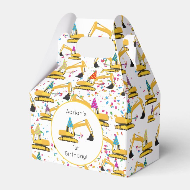 Födelsedagsfesten för grävmaskiner i Lastbil Presentaskar (Framsidan Sidan)