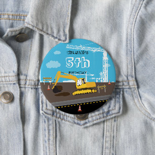 Födelsedagsfesten för grävmaskiner Lastbil Constru Knapp