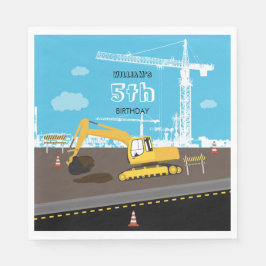 Födelsedagsfesten för grävmaskiner Lastbil Constru Pappersservett
