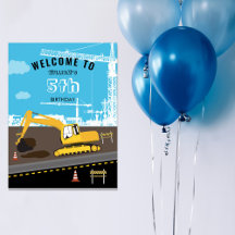 Födelsedagsfesten för grävmaskiner Lastbil Constru