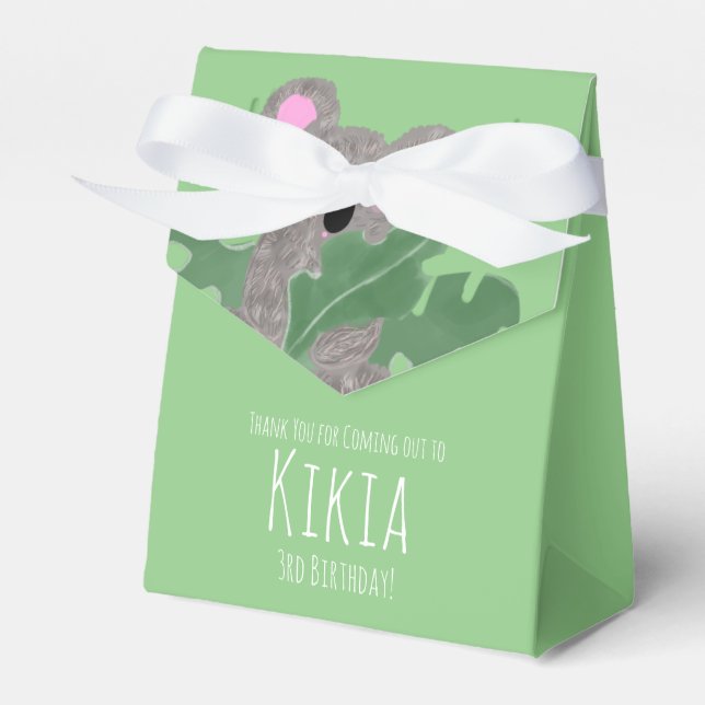 Födelsedagsfesten för Grönt av djur i Koala Hand p Presentaskar (Framsidan Sidan)