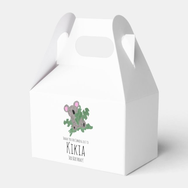 Födelsedagsfesten för Grönt av djur i Koala Hand p Presentaskar (Framsidan Sidan)