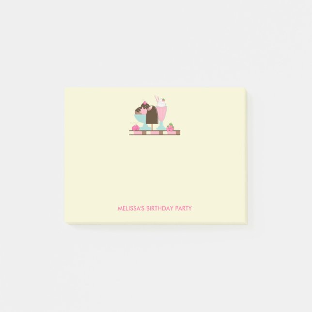 Födelsedagsfesten för isgram Sundae Summery Treats Post-it Block (Framsida)