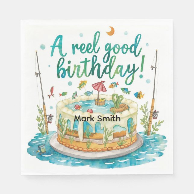 Födelsedagsfesten för kummel för fiske i älskare pappersservett (Framsidan)