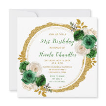 Födelsedagsfesten för mörk grönt och Guld Elegant 