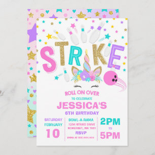 Födelsedagsfesten för Unicorn Bowling-inbjudan Inbjudningar