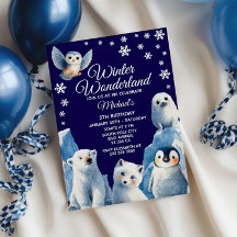 Födelsedagsfesten för vinterungar i Cute Arctic An