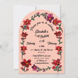 Födelsedagsfesten för Whimsique Flowers Arch Gräns Inbjudningar