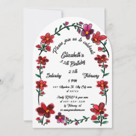 Födelsedagsfesten för Whimsique Flowers Arch Gräns Inbjudningar