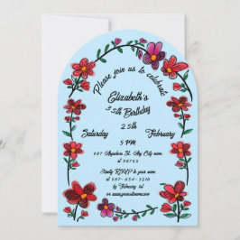 Födelsedagsfesten för Whimsique Flowers Arch Gräns Inbjudningar