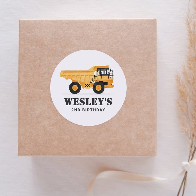 Födelsedagsfesten Fordon Lastbil Runt Klistermärke (Skapare uppladdad)
