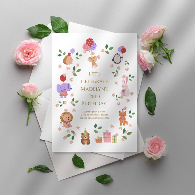 Födelsedagsfesten Forest Friends Child Inbjudningar (Skapare uppladdad)