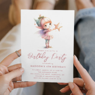 Födelsedagsfesten Forest Little Fairy Rosa Inbjudningar