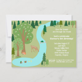 Födelsedagsfesten Forest Woodland Animals Natur Inbjudningar