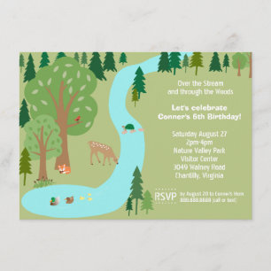 Födelsedagsfesten Forest Woodland Animals Natur Inbjudningar