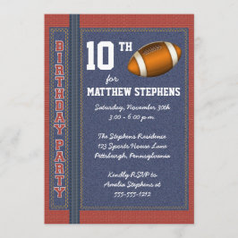 Födelsedagsfesten Fotboll Denim Bricks Rustic Spor Inbjudningar