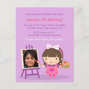 Födelsedagsfesten Foto på Cute Paeing Arts Crafts Inbjudningar