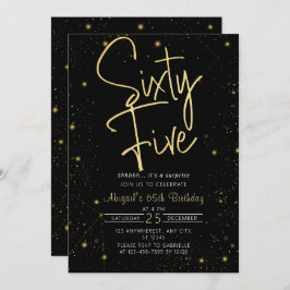 Födelsedagsfesten Galaxy Script Black och Guld 65e Inbjudningar