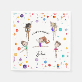 Födelsedagsfesten Girls Gymnastics Rainbow Balloon Pappersservett
