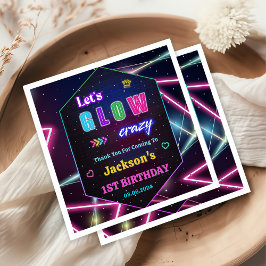 Födelsedagsfesten Glow Neon Ljus Tack Pappersservett
