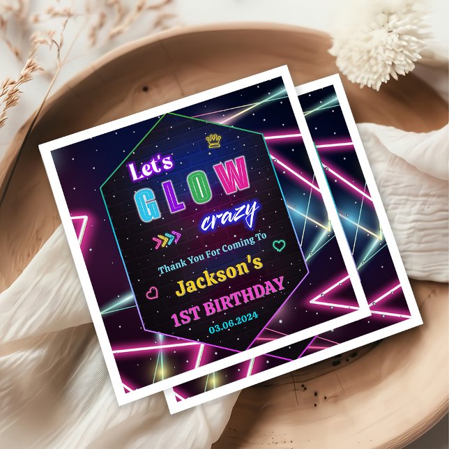 Födelsedagsfesten Glow Neon Ljus Tack Pappersservett (Skapare uppladdad)
