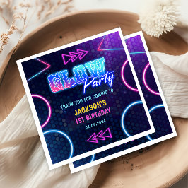 Födelsedagsfesten Glow Neon Ljus Tack Pappersservett