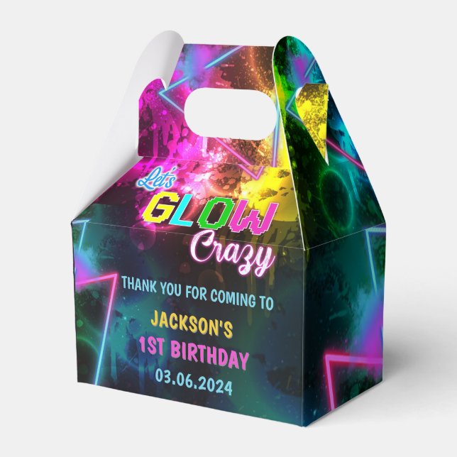 Födelsedagsfesten Glow Neon Ljus Tack Presentaskar (Framsidan Sidan)