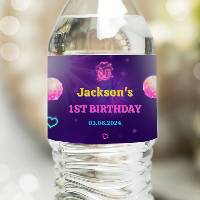 Födelsedagsfesten Glow Neon Ljus Tack Vattenflaskor Etikett (Skapare uppladdad)