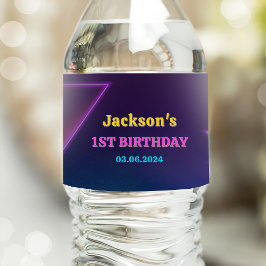 Födelsedagsfesten Glow Neon Ljus Tack Vattenflaskor Etikett