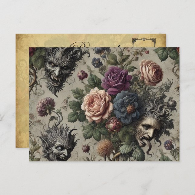 Födelsedagsfesten - gotin Victorian Blommigt Helg Vykort (Fram/baksida)