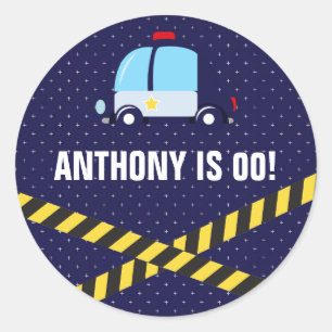 Födelsedagsfesten Guest Favor för temat Polisen Runt Klistermärke