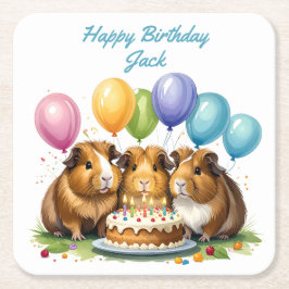 Födelsedagsfesten Guinea Gris Underlägg Papper Kvadrat