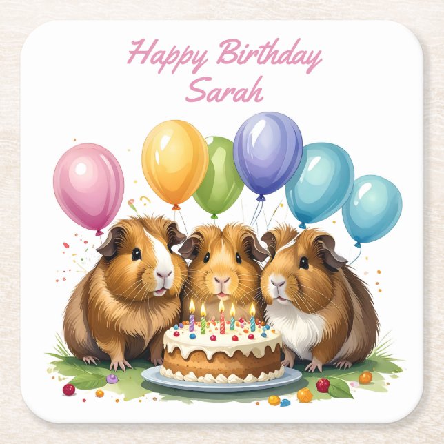 Födelsedagsfesten Guinea Gris Underlägg Papper Kvadrat (Framsidan)