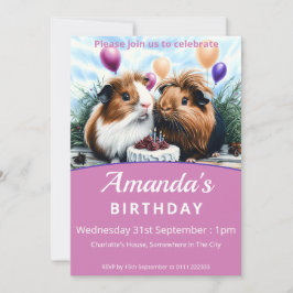 Födelsedagsfesten Guinea Grisar Inbjudningar