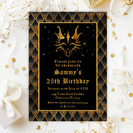 Födelsedagsfesten Guld Dragon with Black Scales (s Inbjudningar