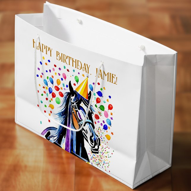Födelsedagsfesten "Häst" - lustig elegant (Horse themed birthday party funny elegant large gift bag)