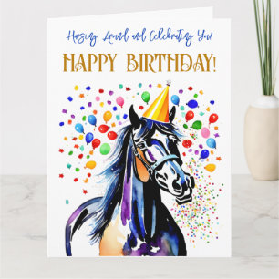 Födelsedagsfesten "Häst" - lustig elegant Kort